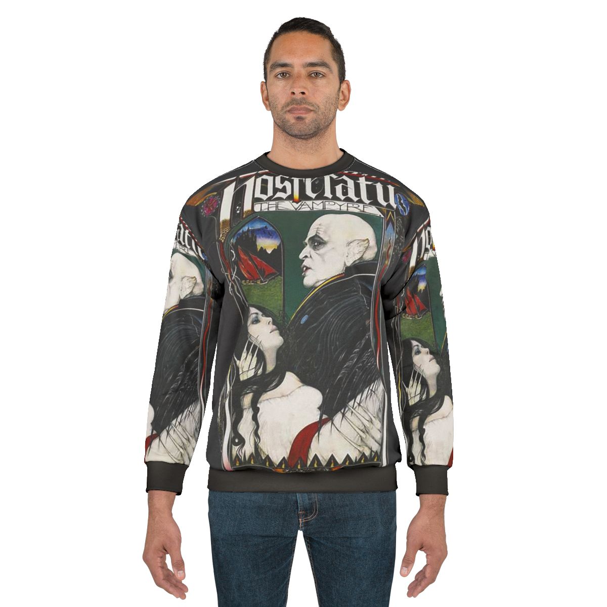 Vintage Nosferatu movie poster sweatshirt for horror fans