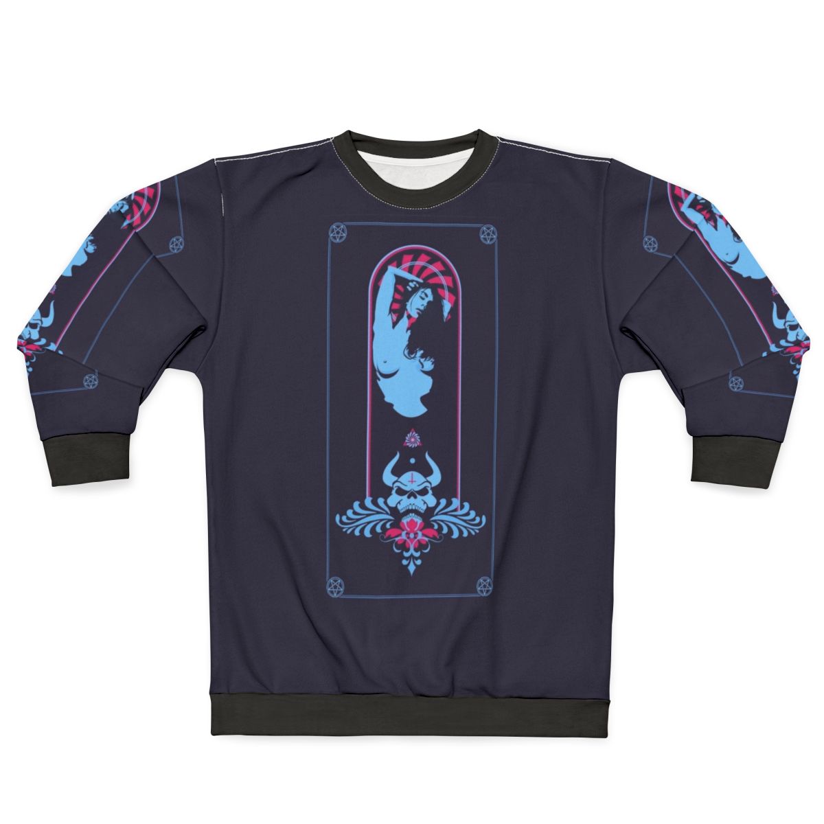 Satan sweatshirt with occult symbols and dark fashion design