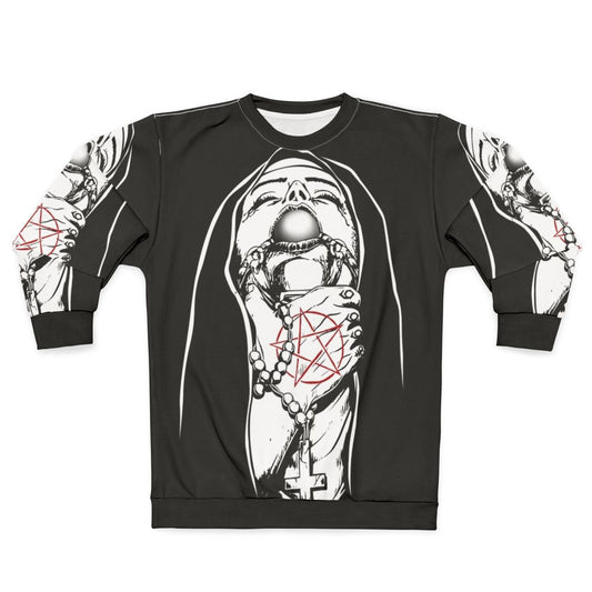 Satanic Nun Satan Sweatshirt with Pentagram and 666 Graphic