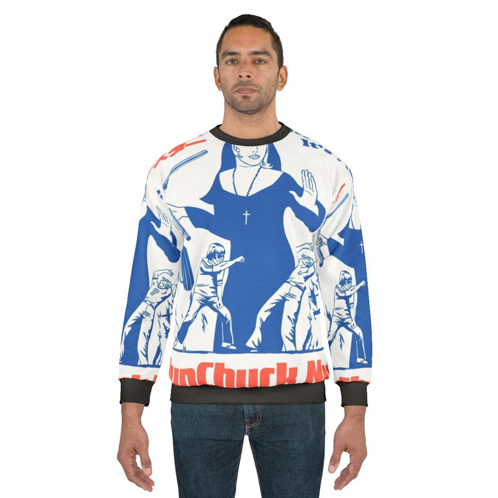 Nunchuck Nun Sweatshirt 2 - Cult Classic Retro Movie Inspired