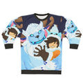 Nunu and Willump, the cute champions from League of Legends, featured on a blue sweatshirt
