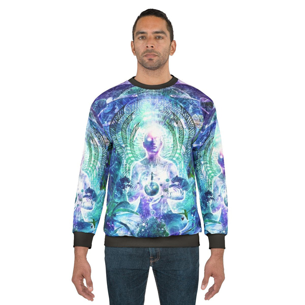 Observers of the Sky Sweatshirt with psychedelic and spiritual design