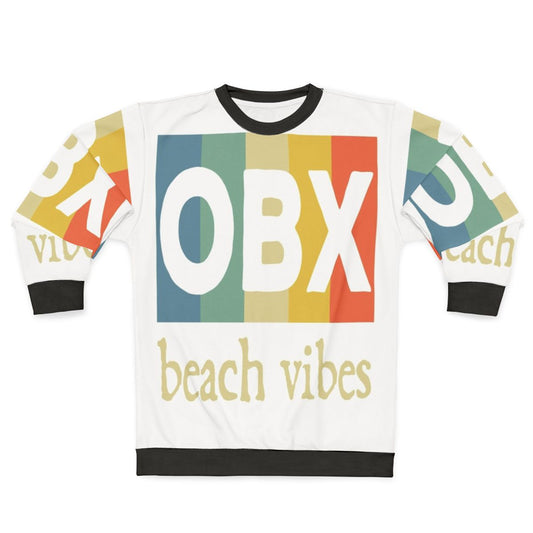 Obx Beach Vibes Sweatshirt with Retro Sunset Graphic