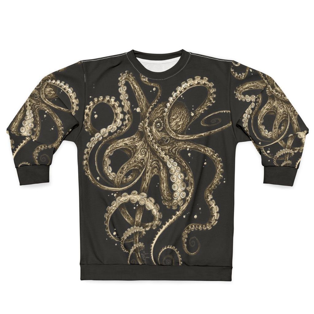 Psychedelic sepia octopus sweatshirt