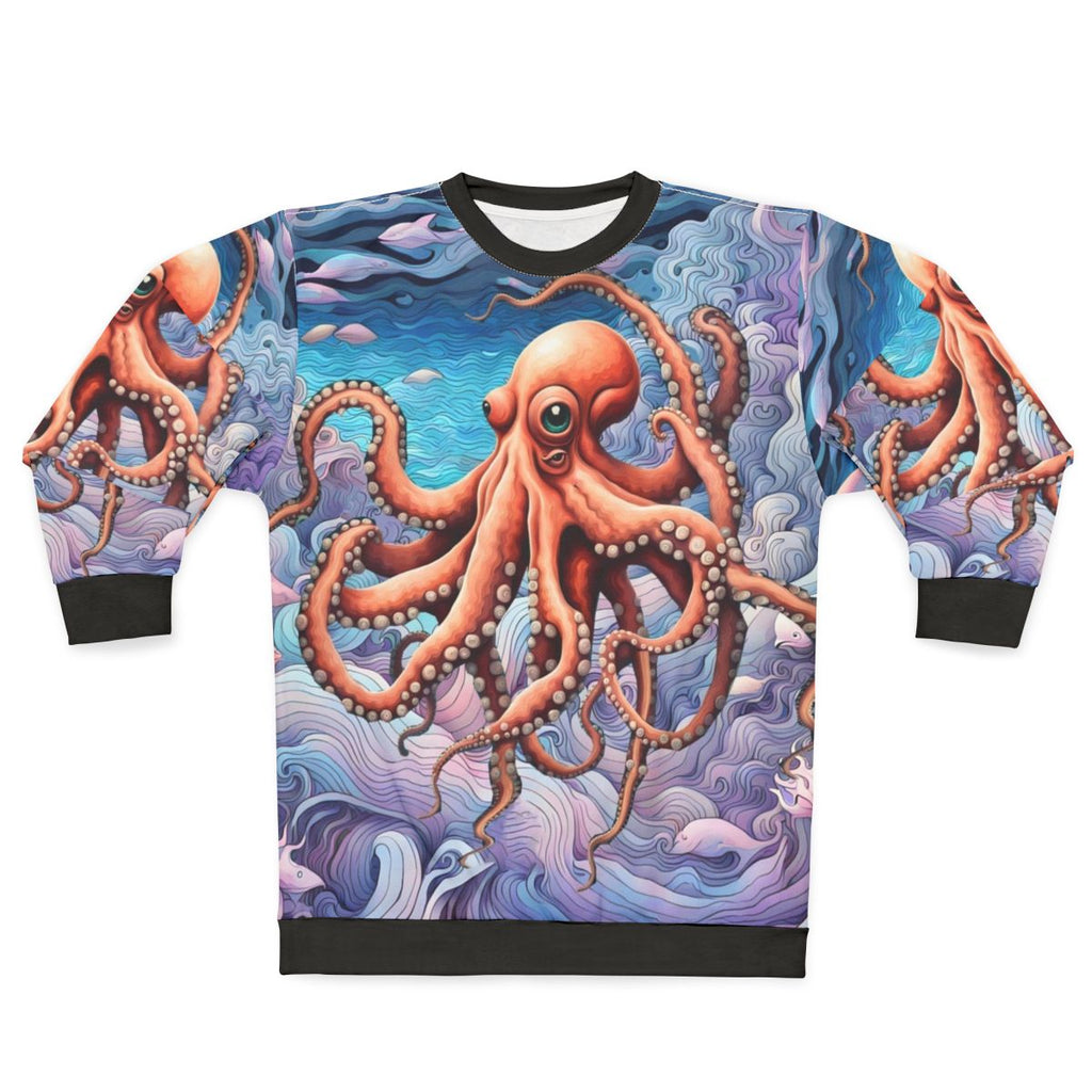 Colorful octopus graphic printed on a contemporary sweatshirt