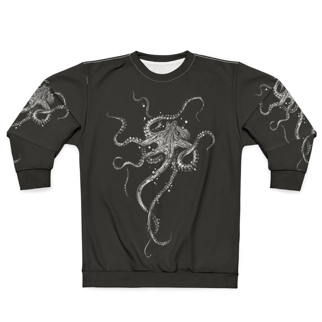 Octopus-themed black and white sweatshirt
