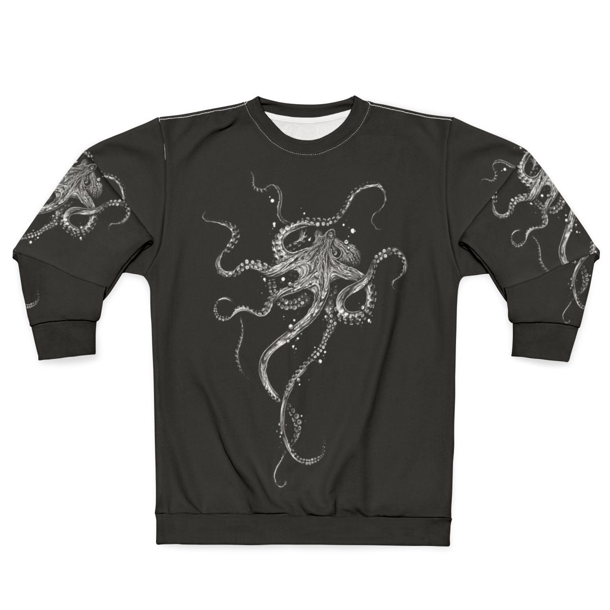 Octopus-themed black and white sweatshirt