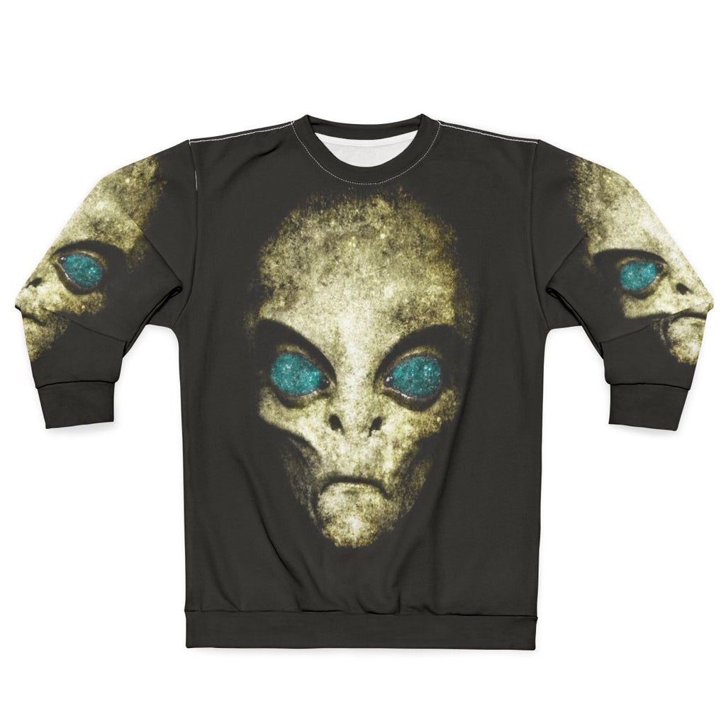 Odd, bizarre extraterrestrial-themed sweatshirt