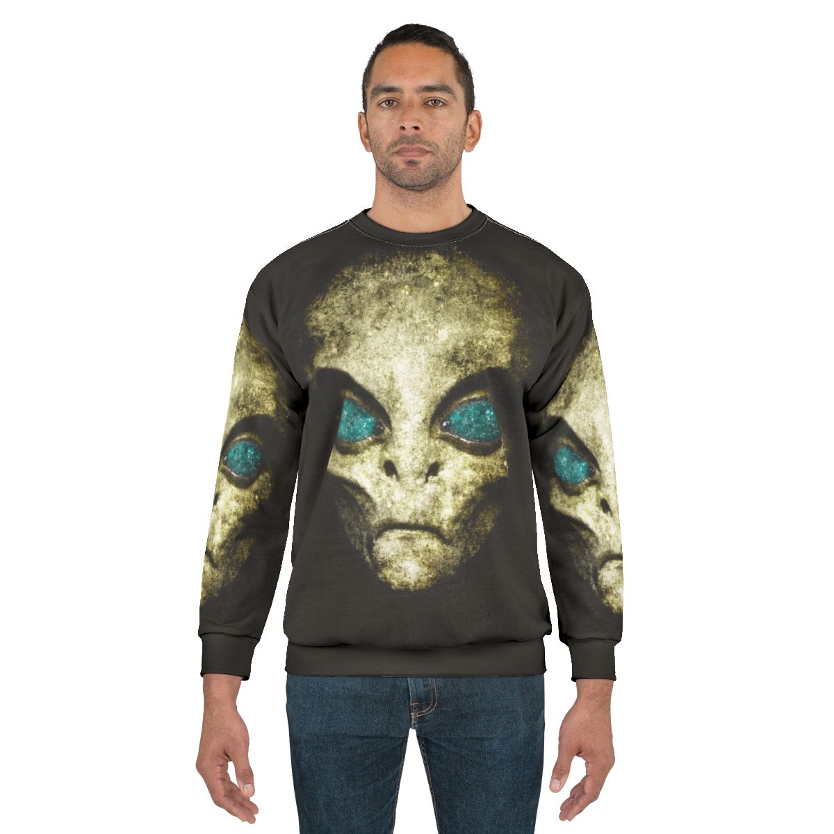 Odd, bizarre extraterrestrial-themed sweatshirt
