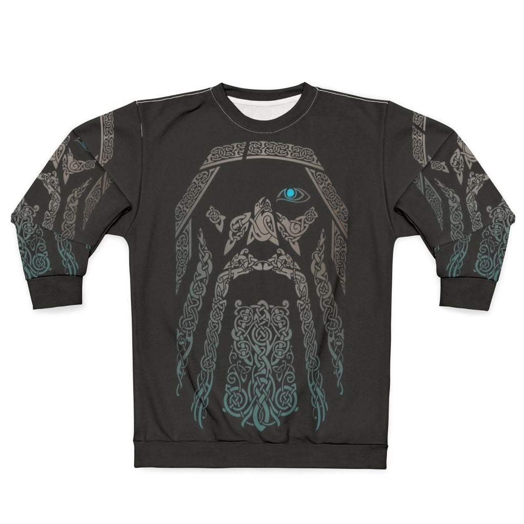 Odin Norse Mythology Sweatshirt with Tribal Mystical Scandinavian Design