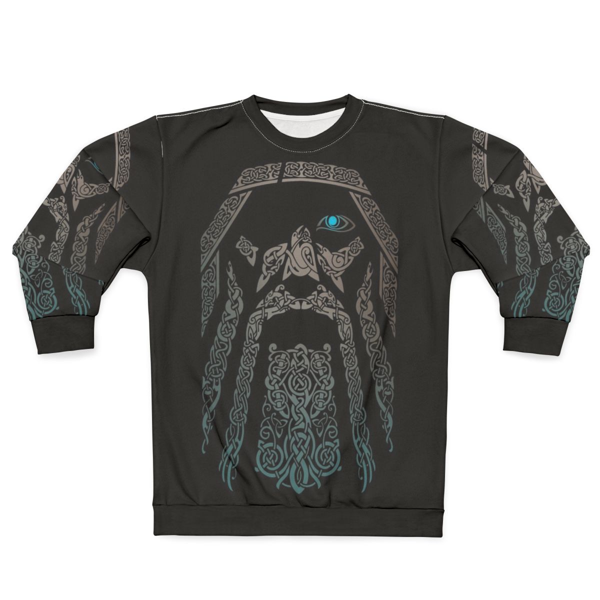 Odin Norse Mythology Sweatshirt with Tribal Mystical Scandinavian Design