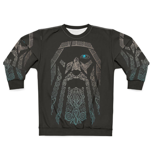 Odin Norse Mythology Sweatshirt with Tribal Mystical Scandinavian Design
