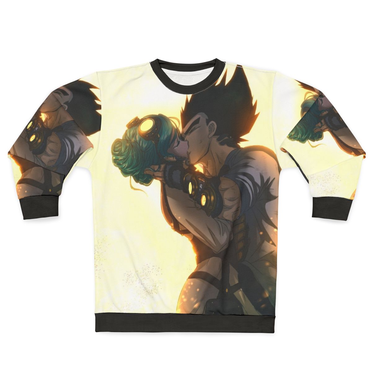 Anime sweatshirt featuring Vegeta and Bulma from Dragon Ball Z