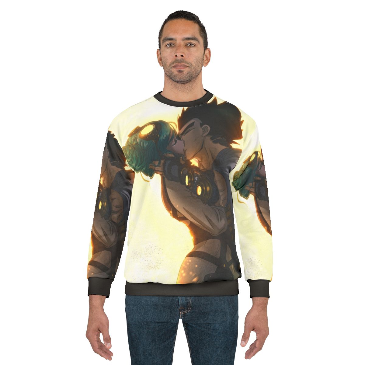 Anime sweatshirt featuring Vegeta and Bulma from Dragon Ball Z