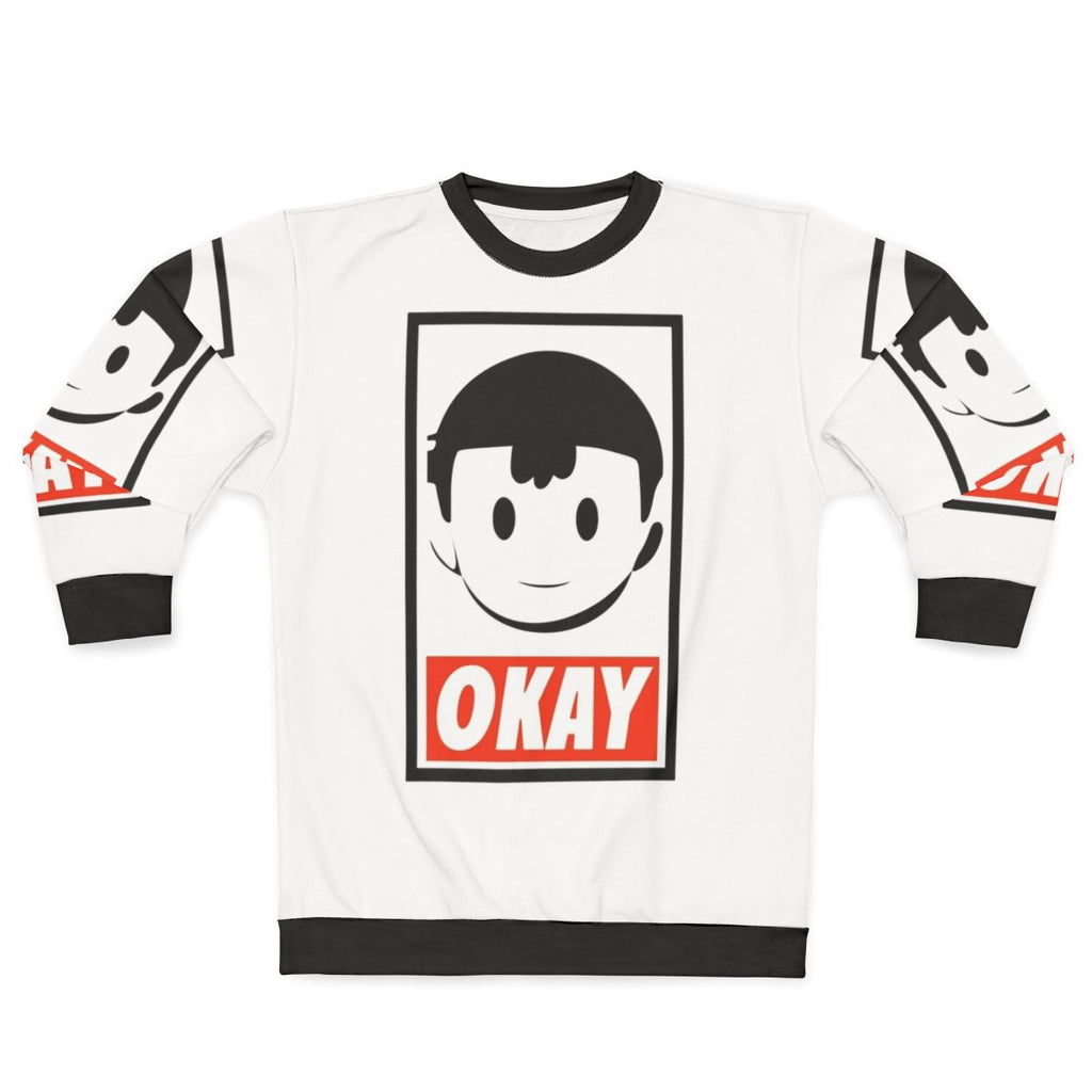 Okay Sweatshirt featuring Ness from Earthbound and Super Smash Bros