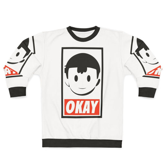 Okay Sweatshirt featuring Ness from Earthbound and Super Smash Bros