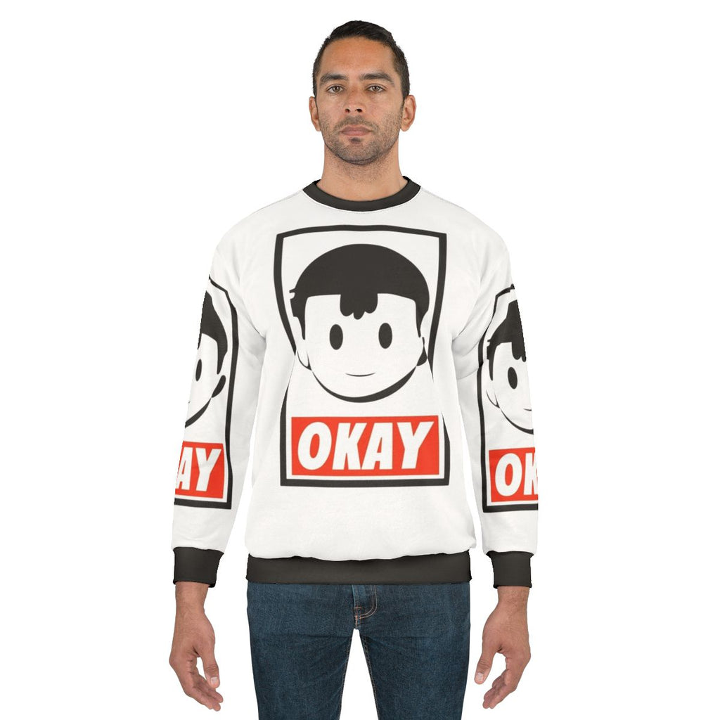 Okay Sweatshirt featuring Ness from Earthbound and Super Smash Bros