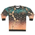 Ombre geometric cube sweatshirt with modern graphic design
