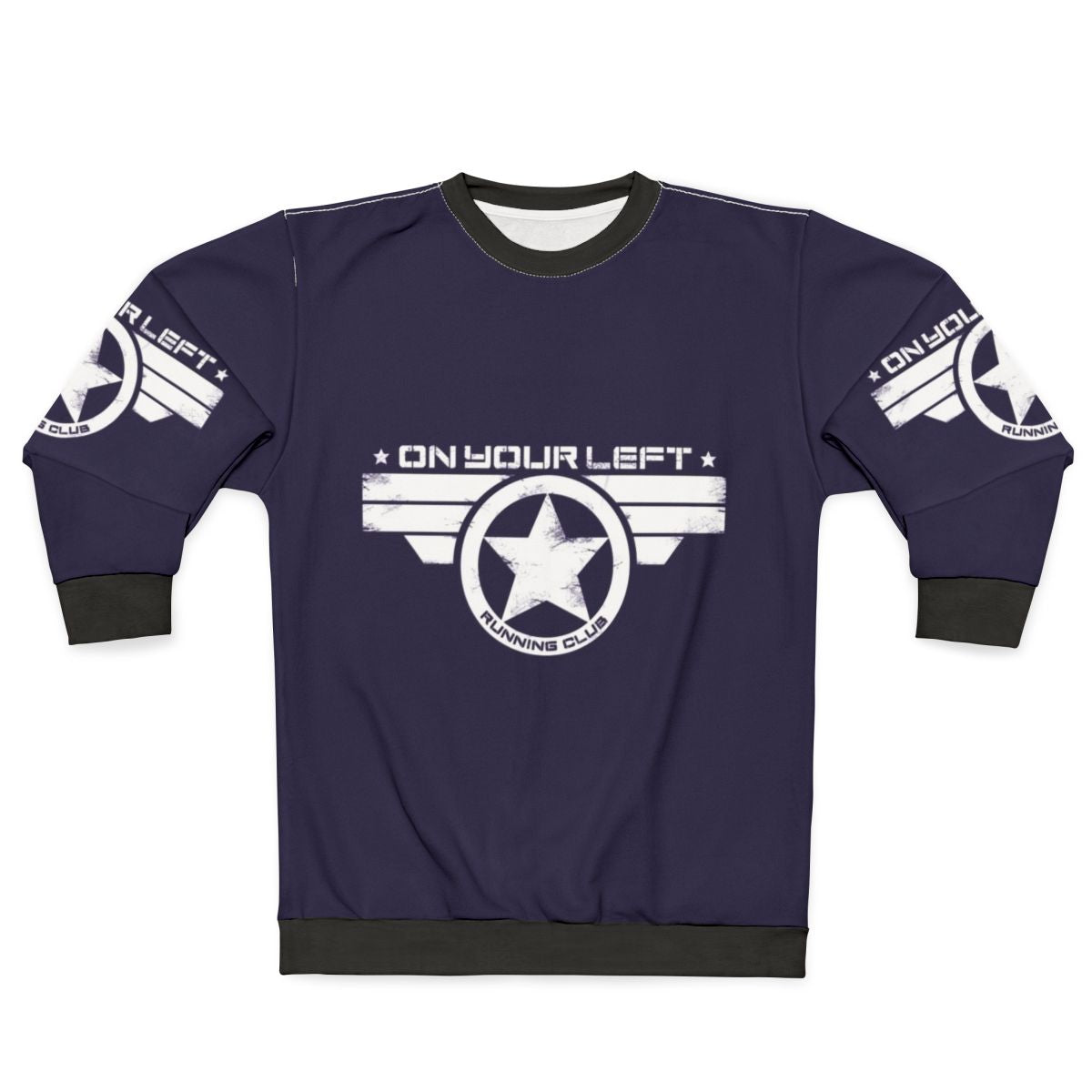 Distressed 'On Your Left' Running Club Sweatshirt featuring Captain America superhero design