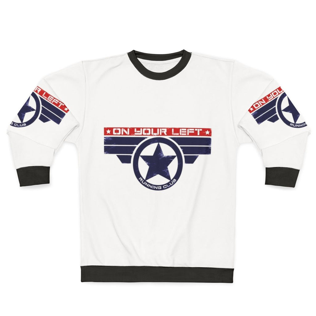 "On Your Left" Marvel Captain America Superhero Running Club Sweatshirt