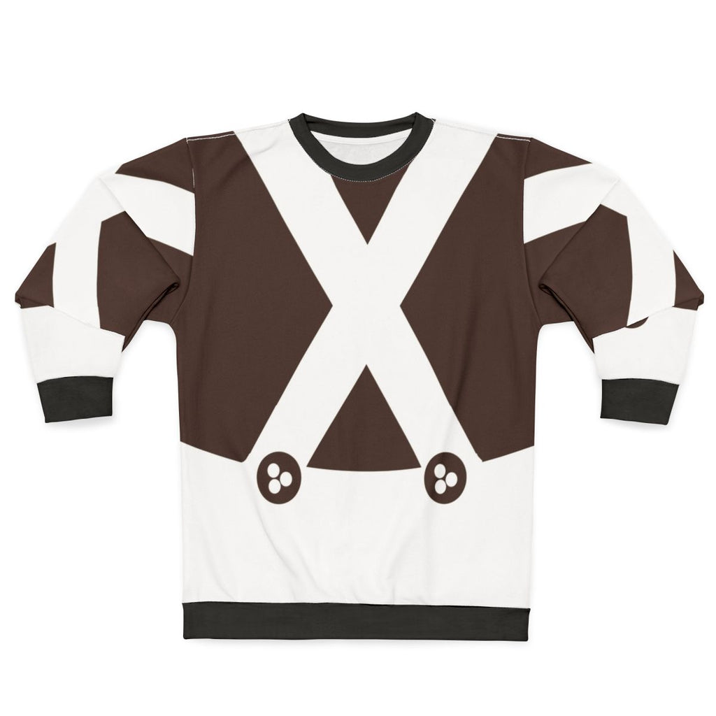 Oompa Loompa themed sweatshirt with retro graphic design