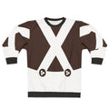 Oompa Loompa themed sweatshirt with retro graphic design