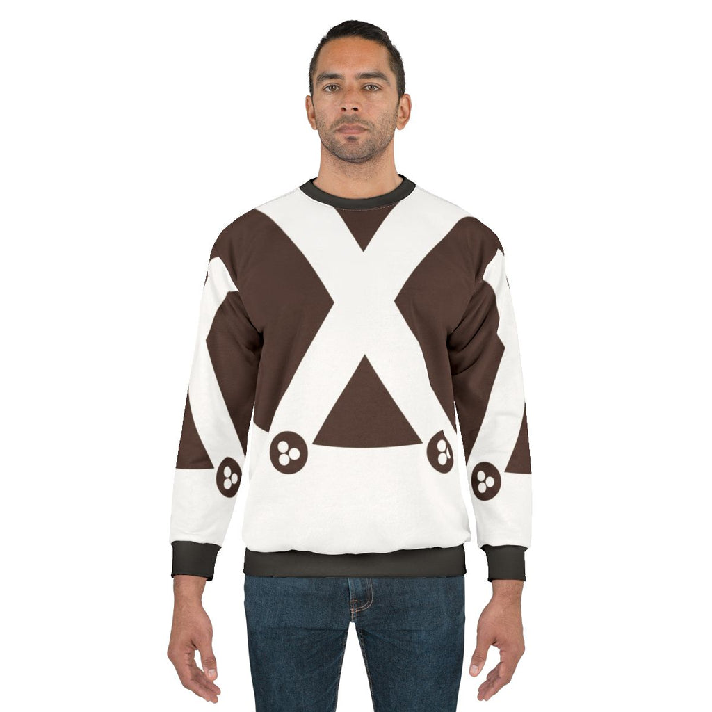 Oompa Loompa themed sweatshirt with retro graphic design
