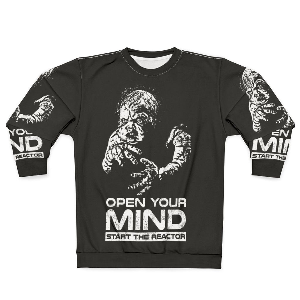 Open Your Mind Retro Sweatshirt Featuring 90s Sci-Fi Inspired Graphics