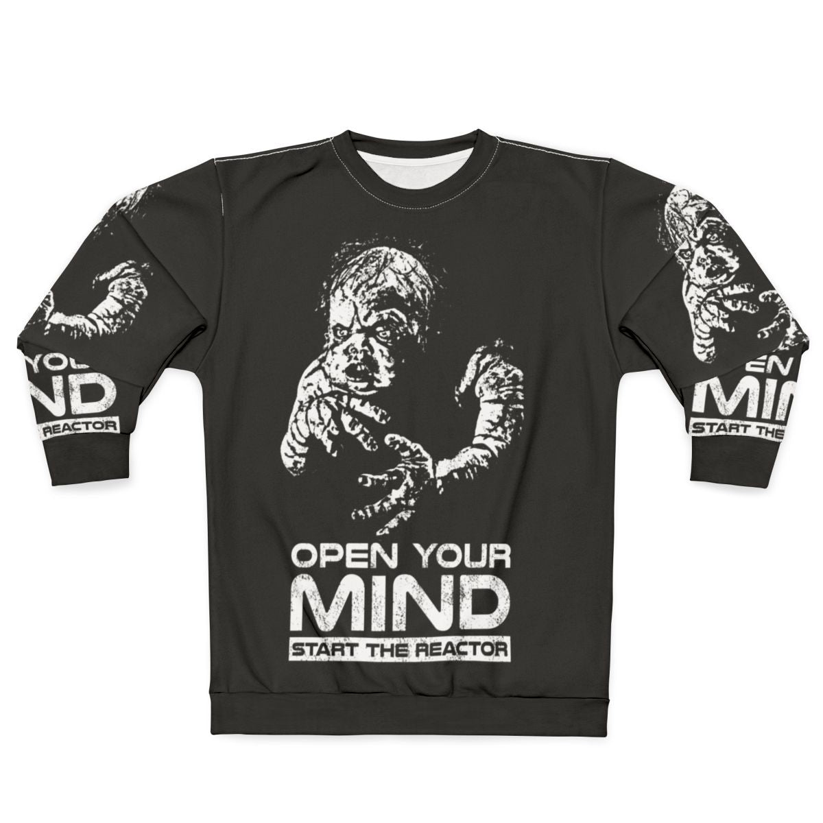 Open Your Mind Retro Sweatshirt Featuring 90s Sci-Fi Inspired Graphics