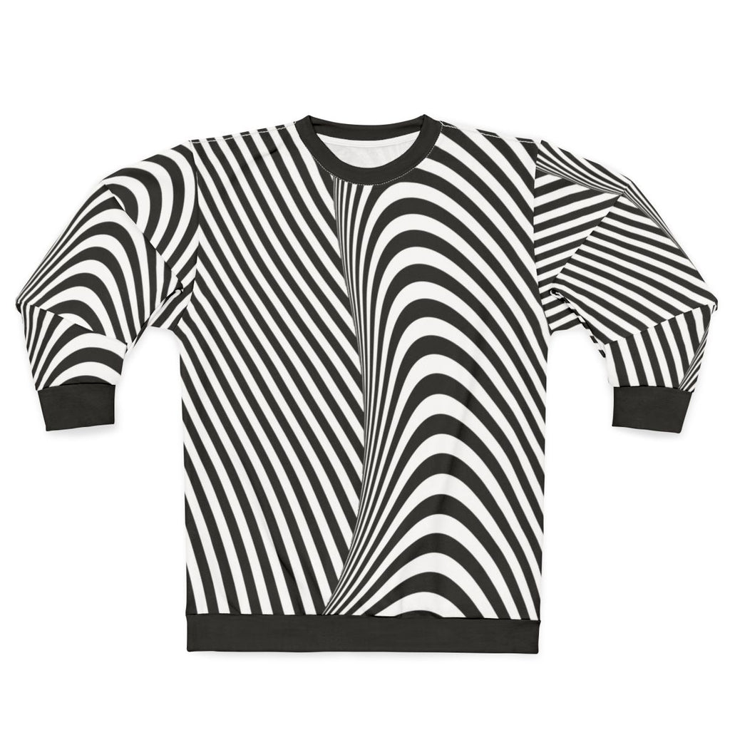 Optical illusion wave black and white sweatshirt