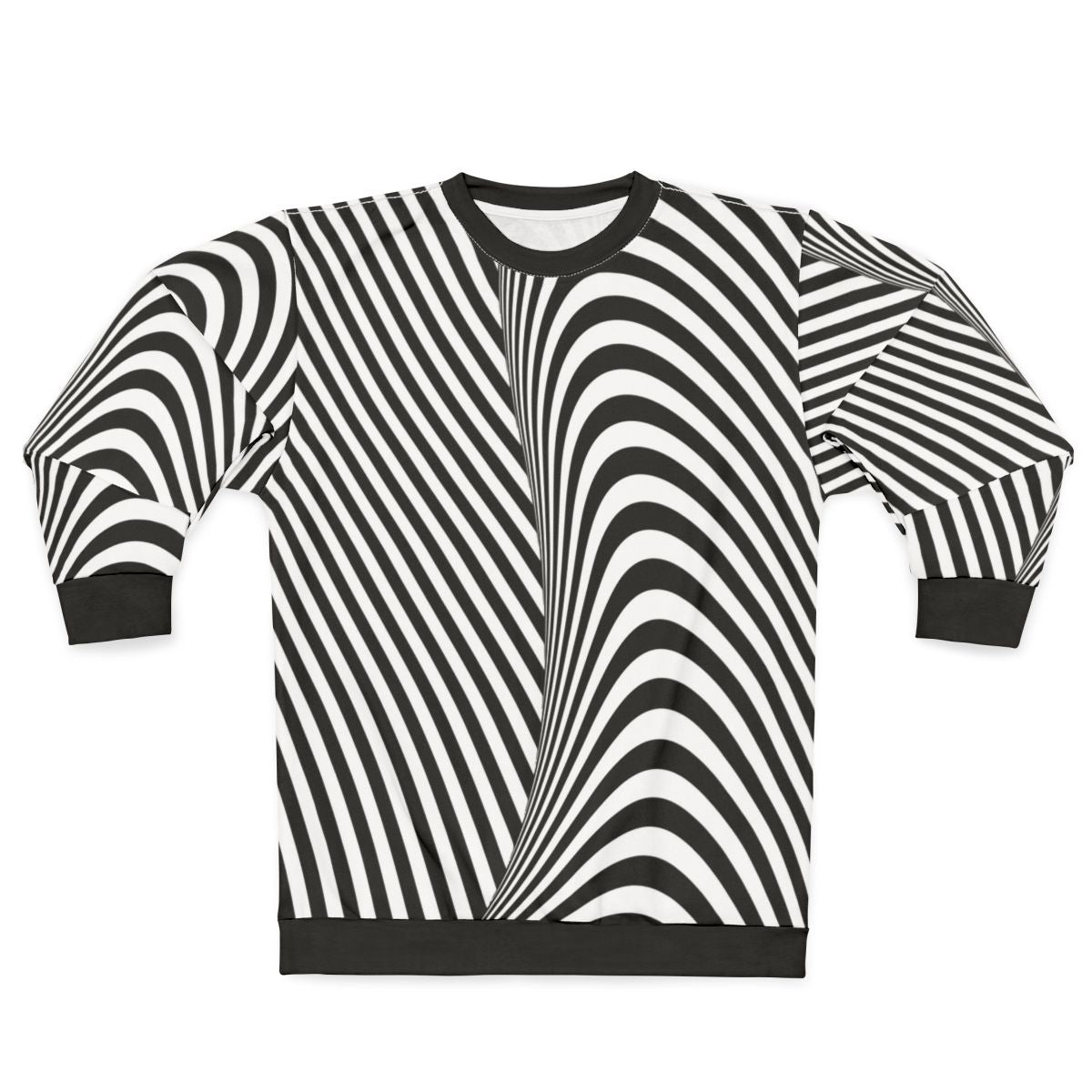 Optical illusion wave black and white sweatshirt