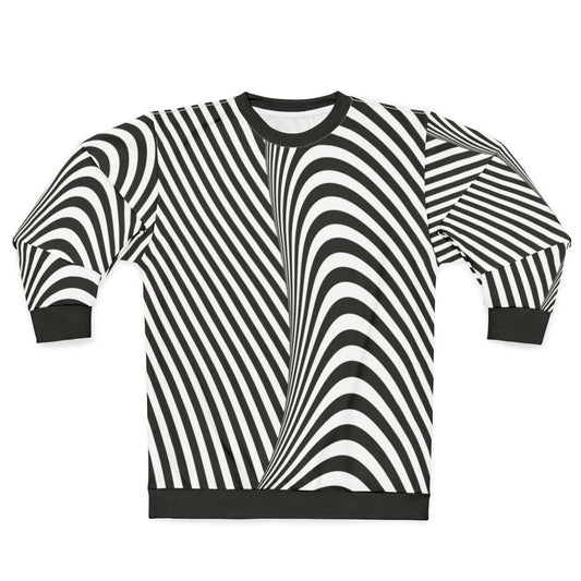 Optical illusion wave black and white sweatshirt