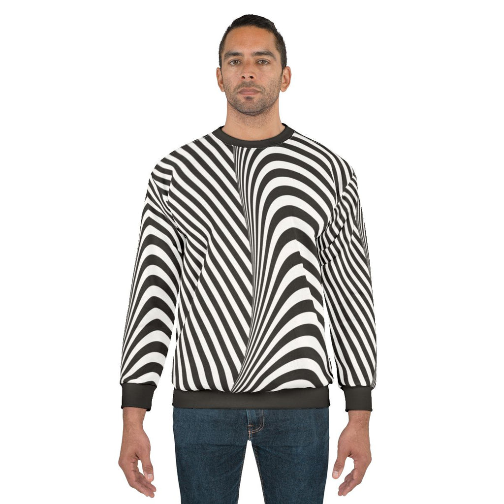 Optical illusion wave black and white sweatshirt