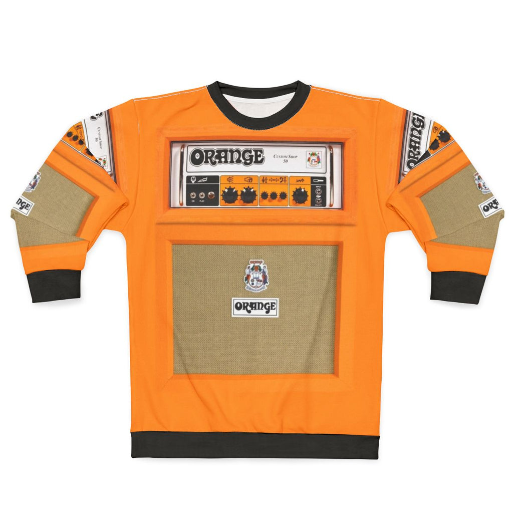Orange amplifier sweatshirt with a vintage, retro design