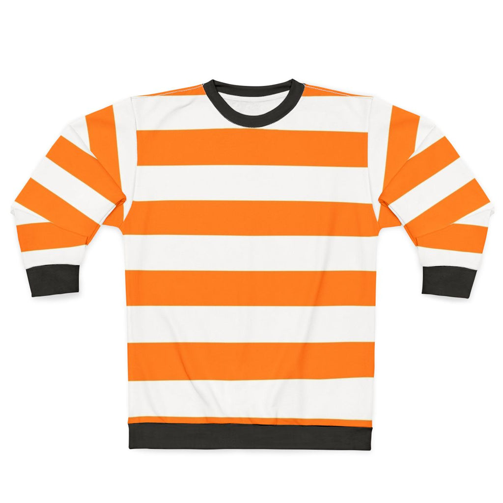 Orange horizontal striped pattern sweatshirt