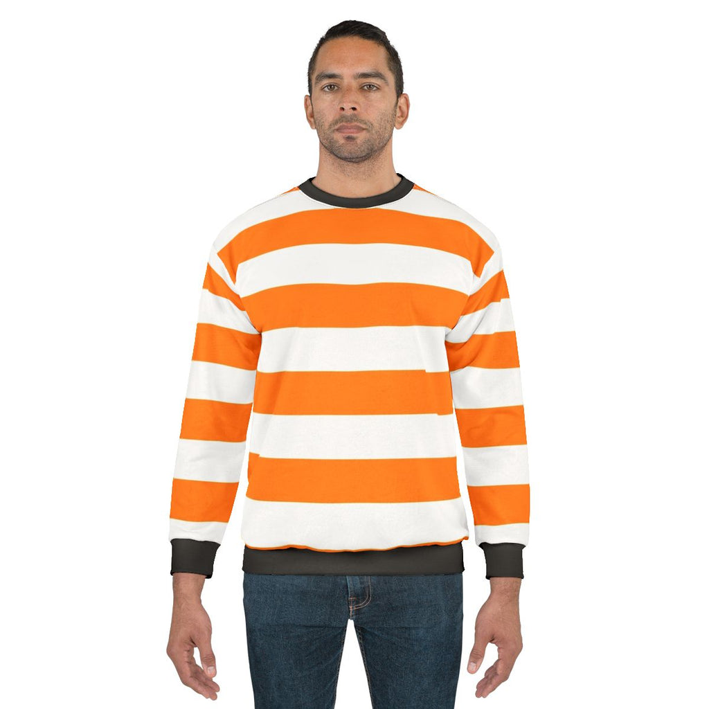 Orange horizontal striped pattern sweatshirt