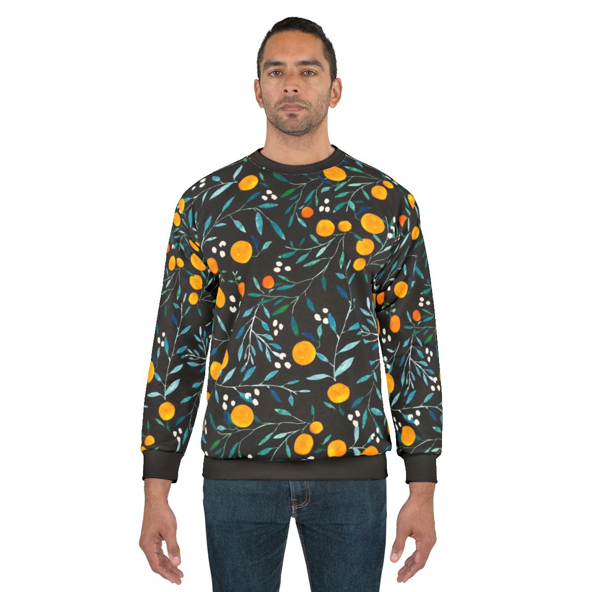 Oranges watercolor floral pattern sweatshirt