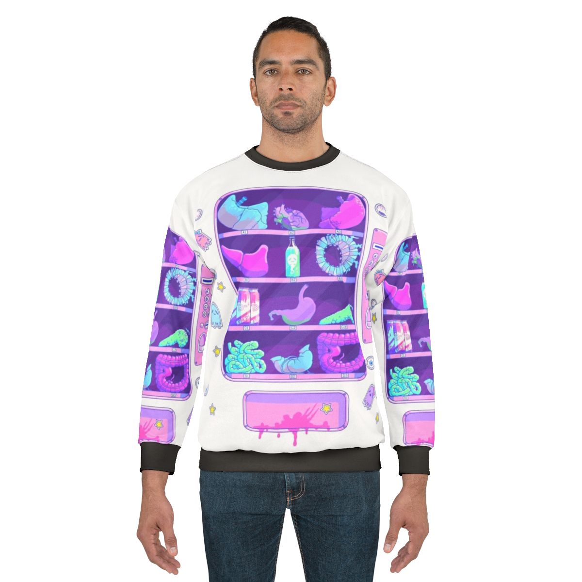 Pastel goth sweatshirt with cartoon organs design