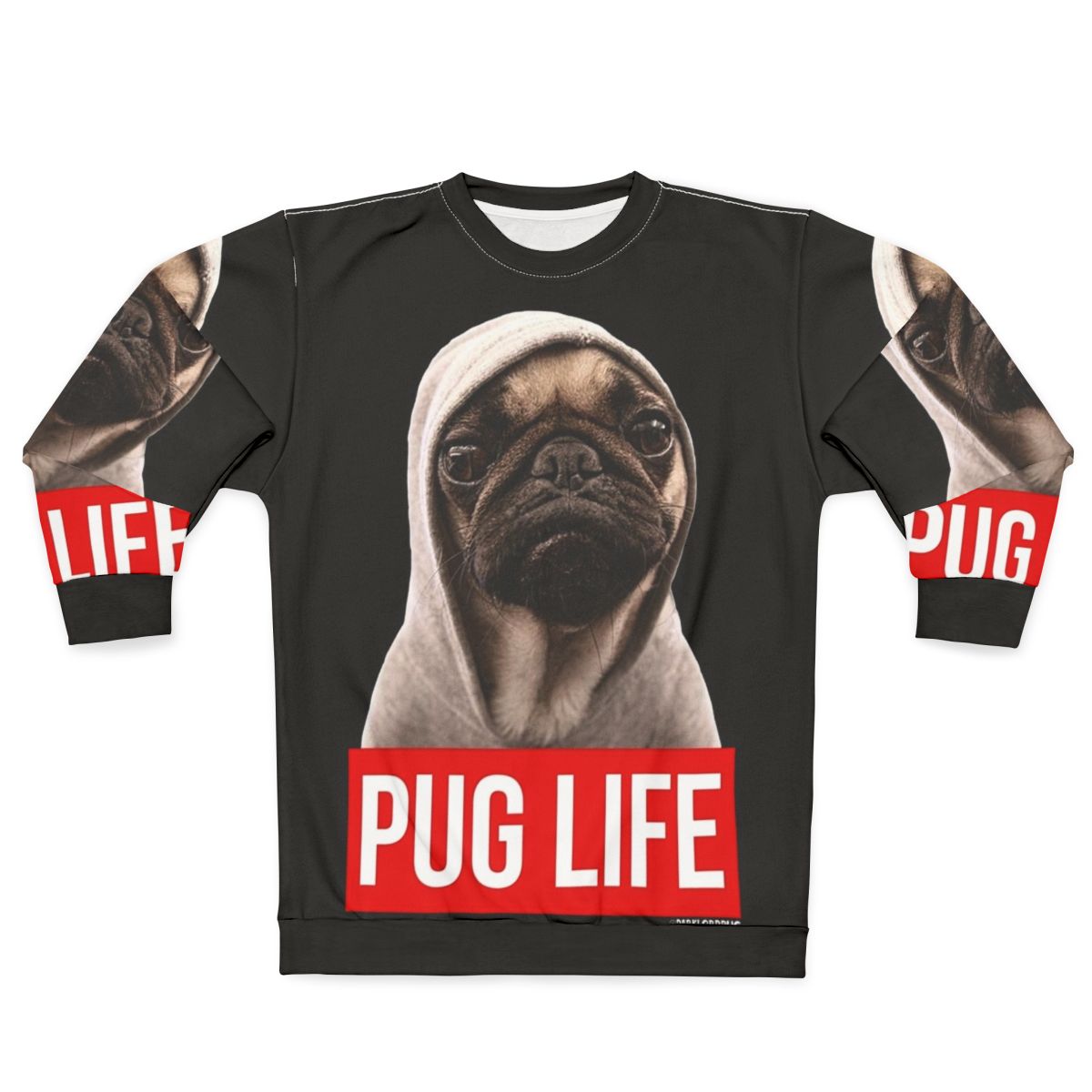 Original Pug Life Pug Sweatshirt featuring a dark lord pug design