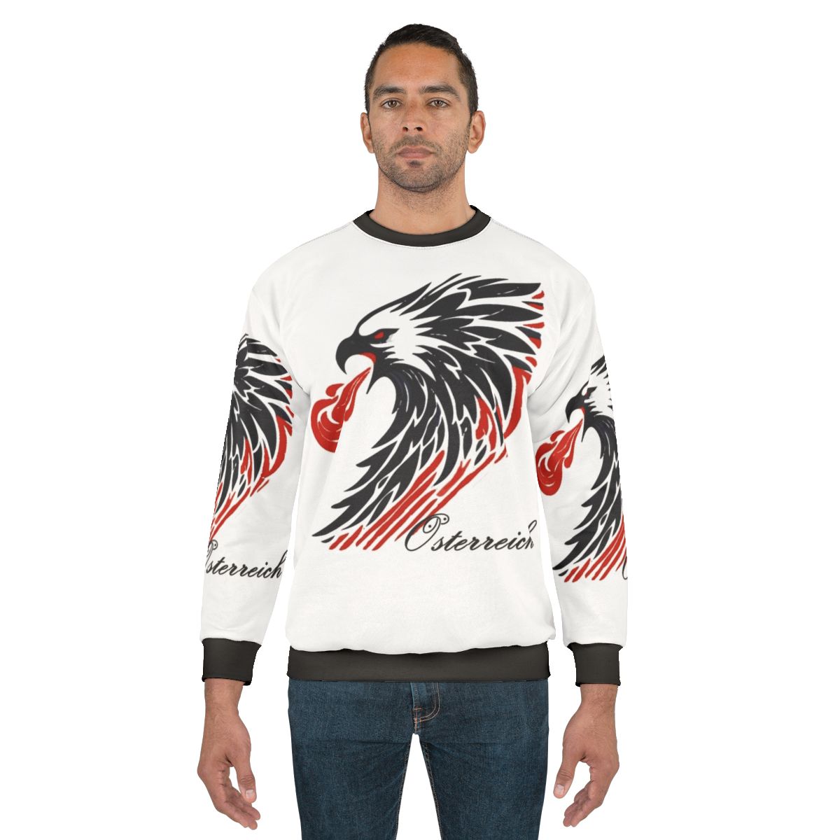 Austria Euro 2024 Patriotic Sweatshirt with Stylized Austrian Eagle Symbol
