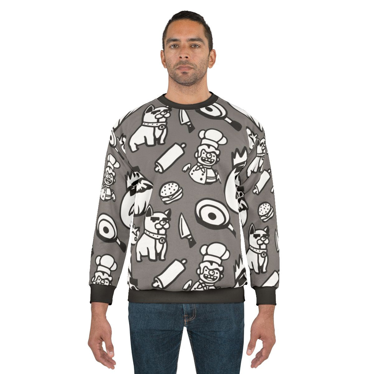 Overcooked pattern gaming sweatshirt