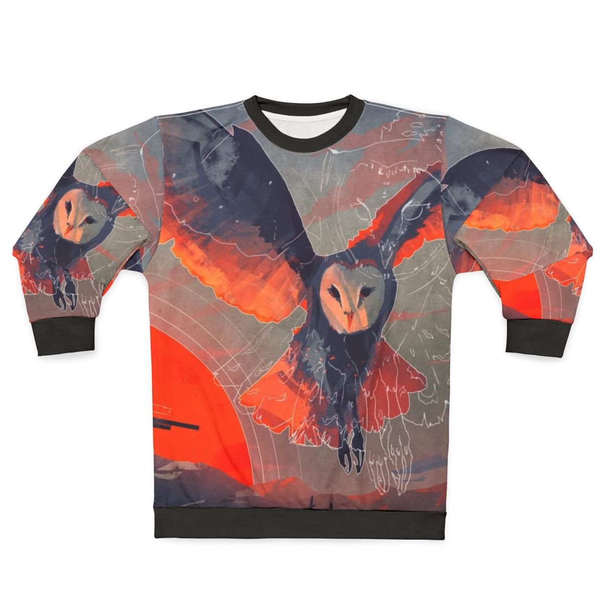 Stylish owl hunter sweatshirt with graphic wildlife art