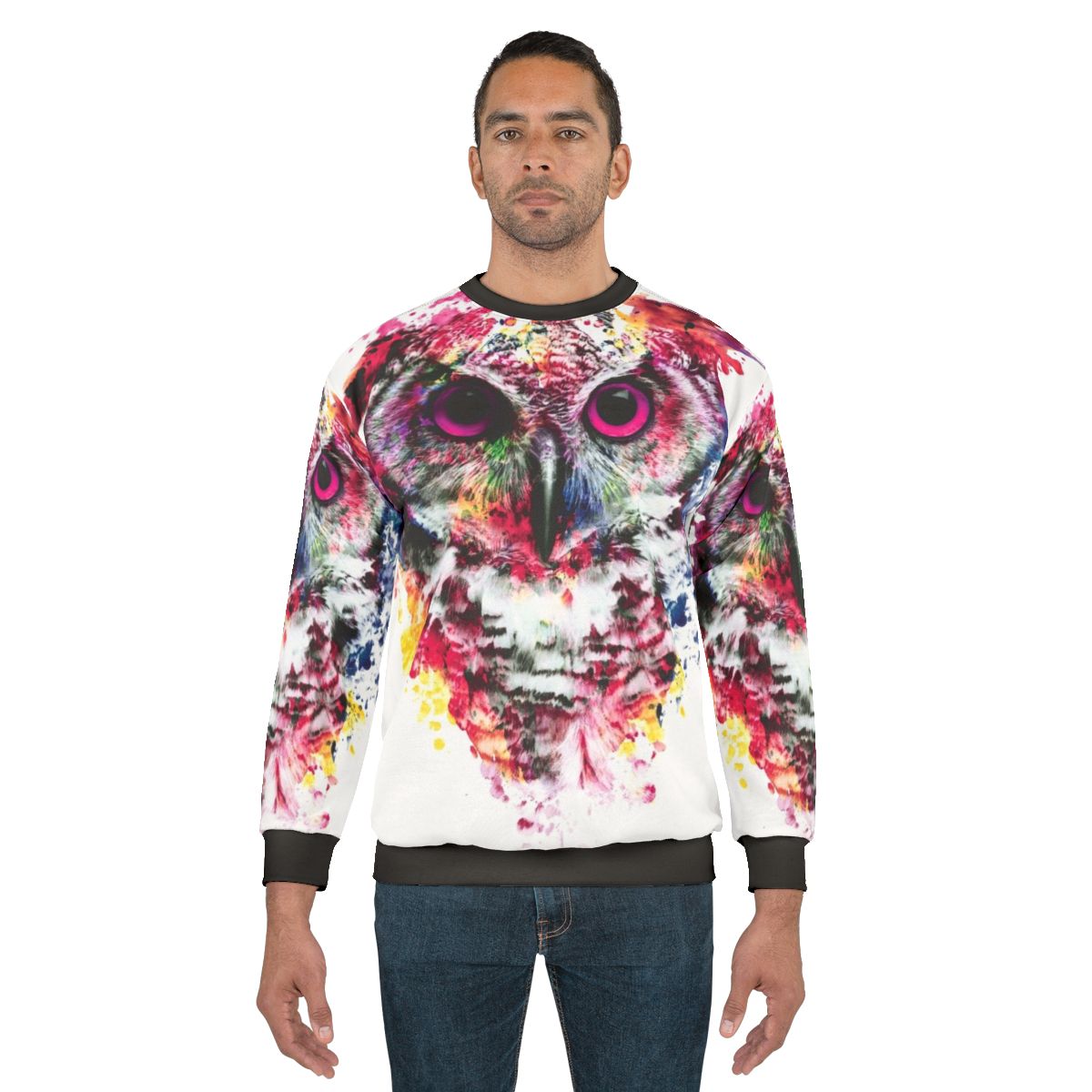 Colorful abstract owl sweatshirt