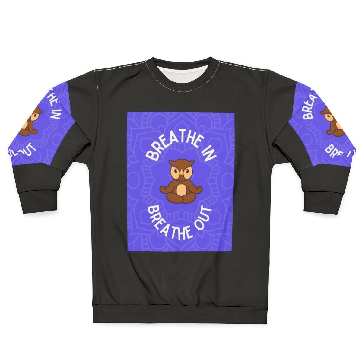Owl Yoga Sweatshirt with Breathe In Breathe Out Design
