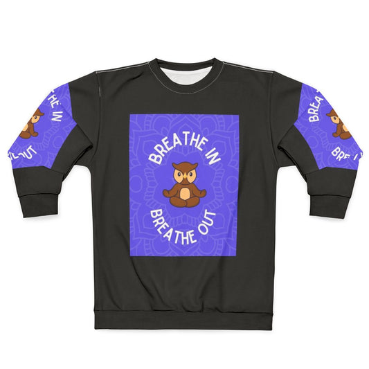 Owl Yoga Sweatshirt with Breathe In Breathe Out Design