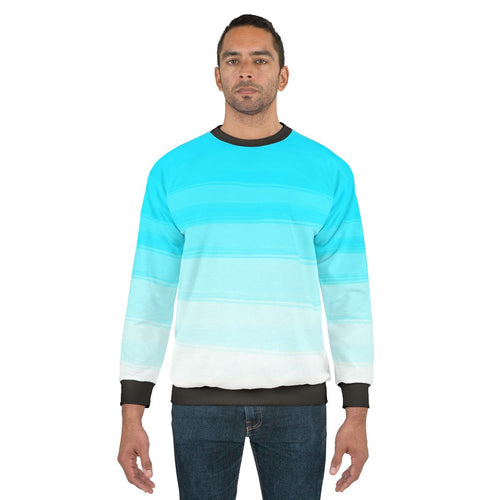 Blue sweatshirt with ombre paint strokes design