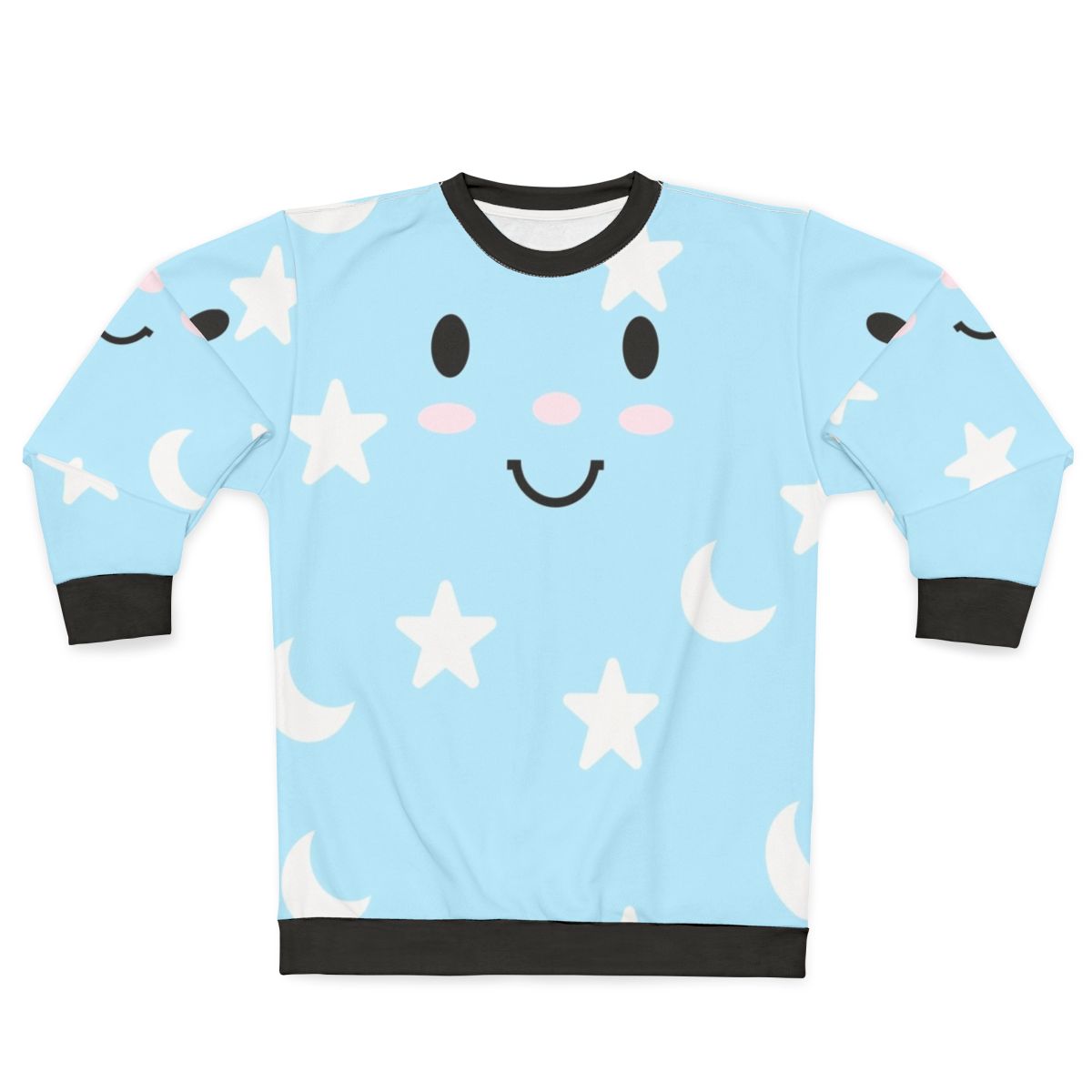 Blue moon and stars pattern pajama sweatshirt