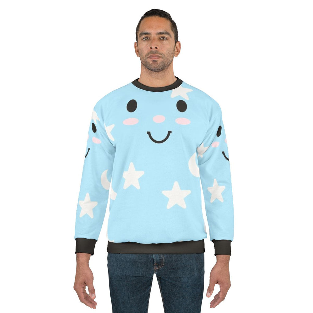 Blue moon and stars pattern pajama sweatshirt