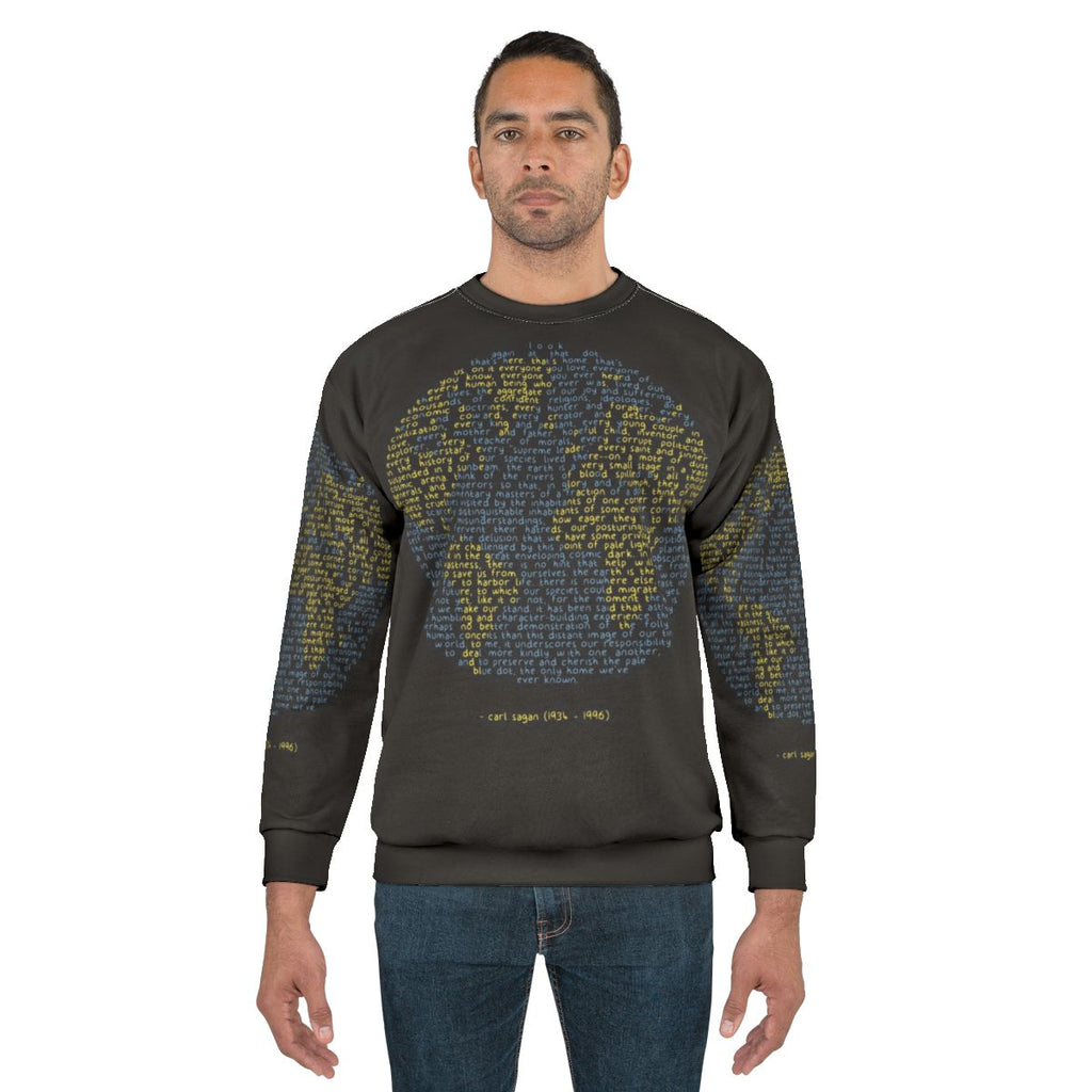 Pale Blue Dot Space Themed Sweatshirt featuring Carl Sagan's iconic quote