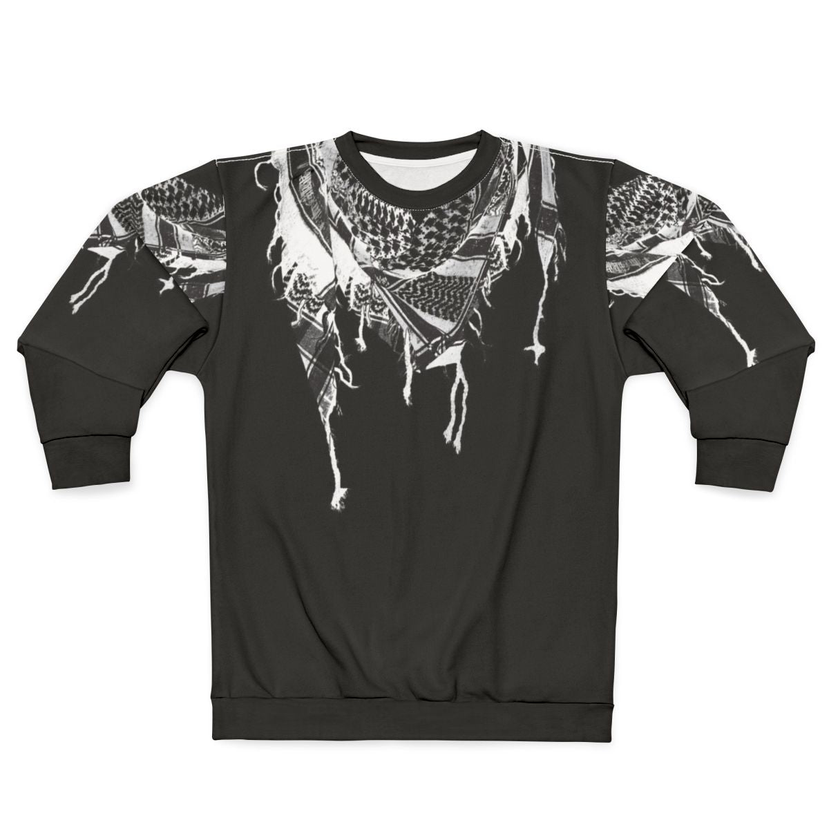Palestinian Keffiye Sweatshirt with Minimalist Black and White Design
